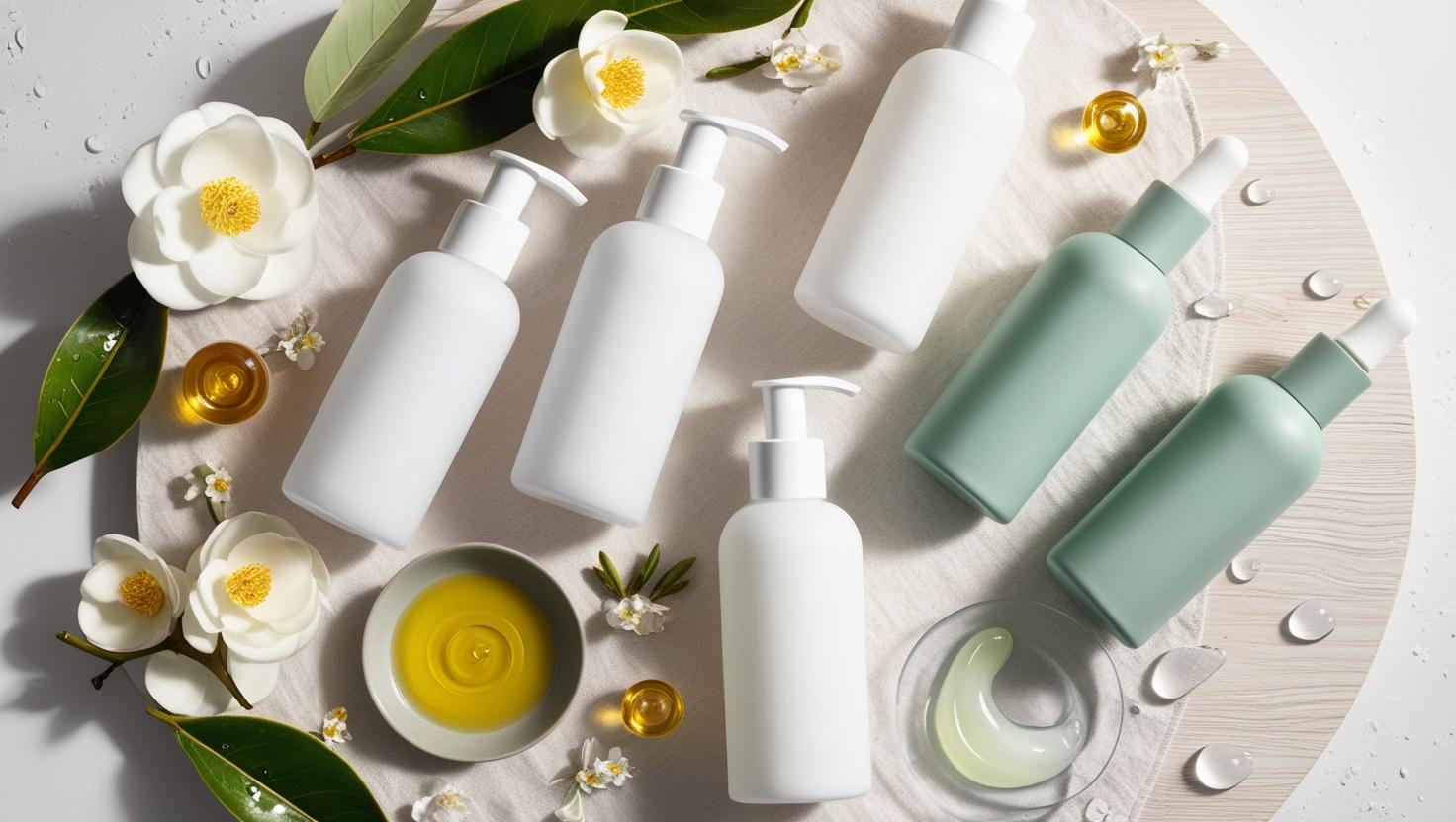 Detergente perfetto per il tipo di pelle: diverse confezioni di prodotti per la cura della pelle su un tavolo.