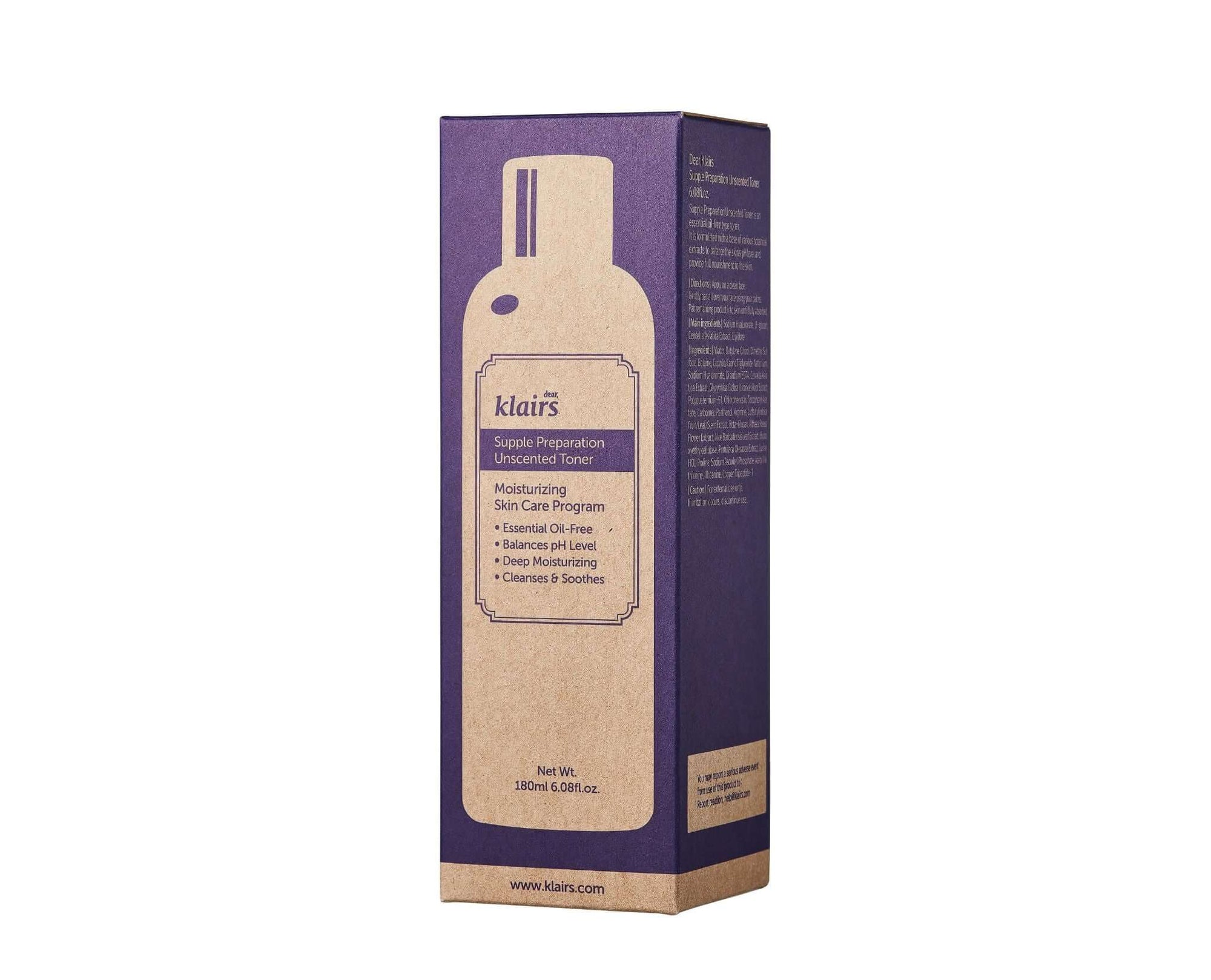 Klairs Supple Preparation Unscented Toner 180ml - Auryn Skin - Italia