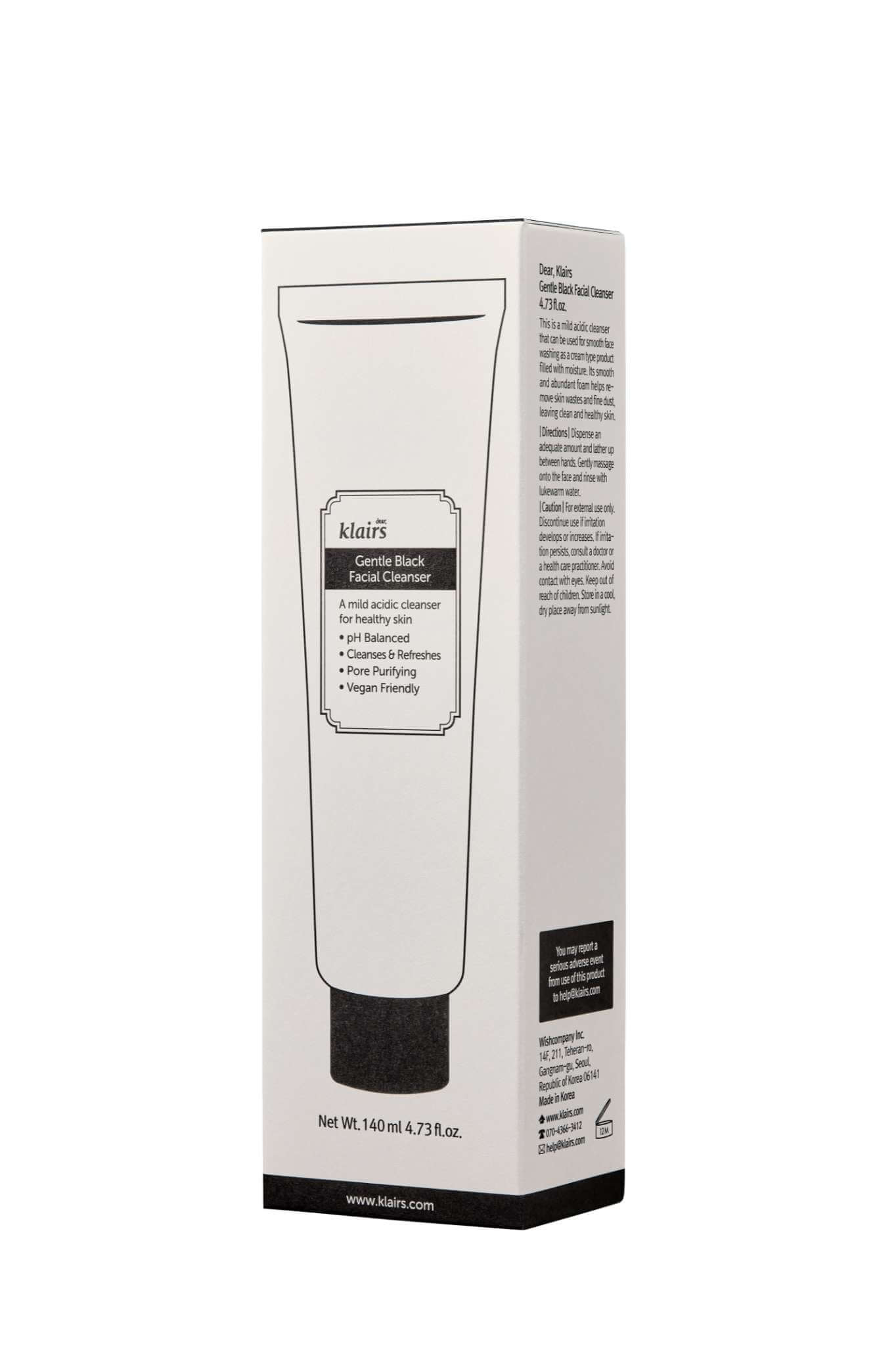 Klairs Gentle Black Facial Cleanser 140ml - Auryn Skin - Italia